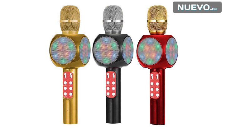 Безжичен BLUETOOTH караоке микрофон с LED светлини снимка #0