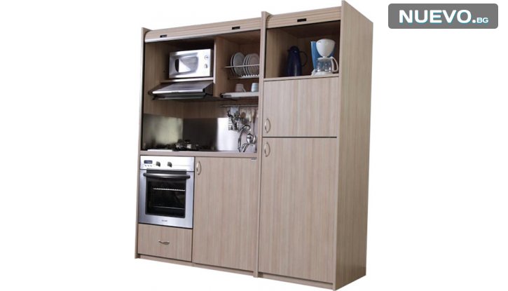 Мини кухня KS 190 -С допълнителни шкафове, голям хладилник и голяма фурна снимка #2