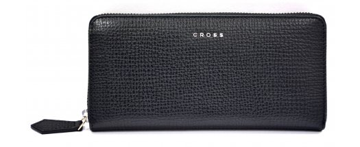Кожен хоризонтален портфейл CROSS RTC Women Zip Around Wallet, черен снимка #0