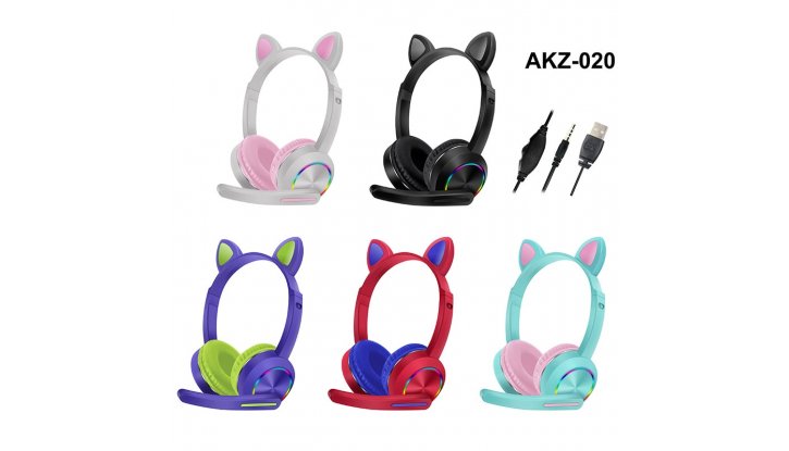 Детски стерео слушалки с микрофон  - Котешки ушички снимка #1