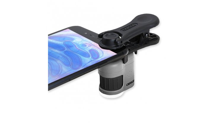 MicroMini™ 20x LED джобен микроскоп с UV светлина и щипка за смартфон снимка #2